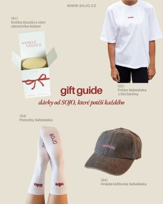 Vybrali jsme ty nejkrásnější dárky od Sojo, které potěší vás a vaše blízké. ❤️🎄 1. Svíčka Kouzlo, 440 Kč 2. ⁠Tričko...